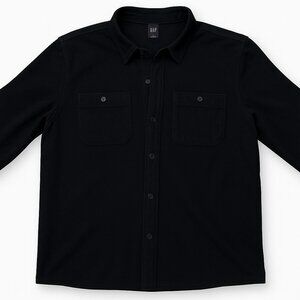 Black Button Down Knit Shirt